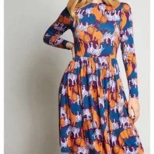 Modcloth Yours Truly Animal Dress Long Sleeve 3x Plus